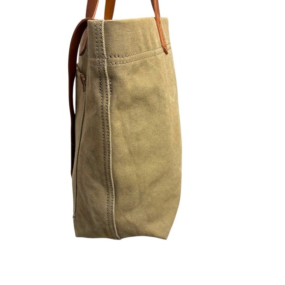 Madewell canvas green and brown tote bag - Picture 4 of 13